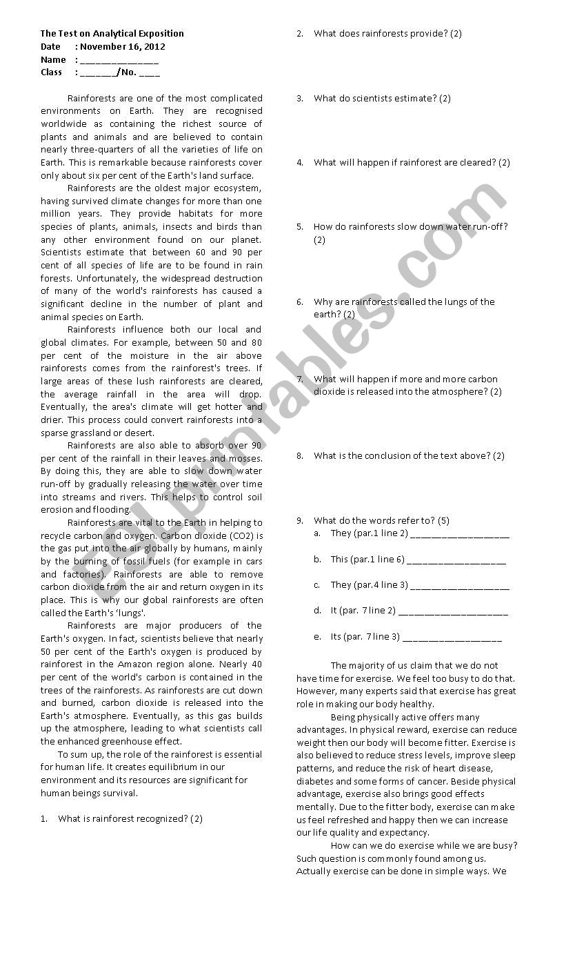 analytical exposition text worksheet