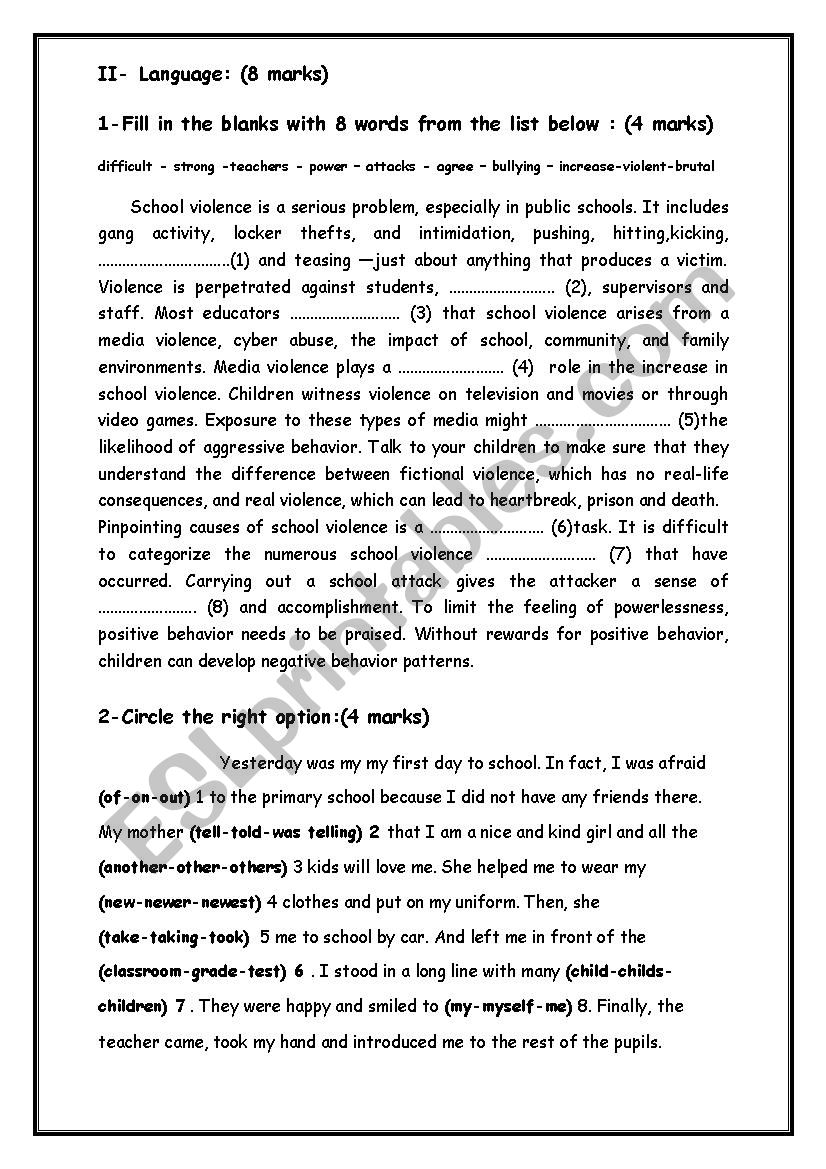 Language part 9th form first term