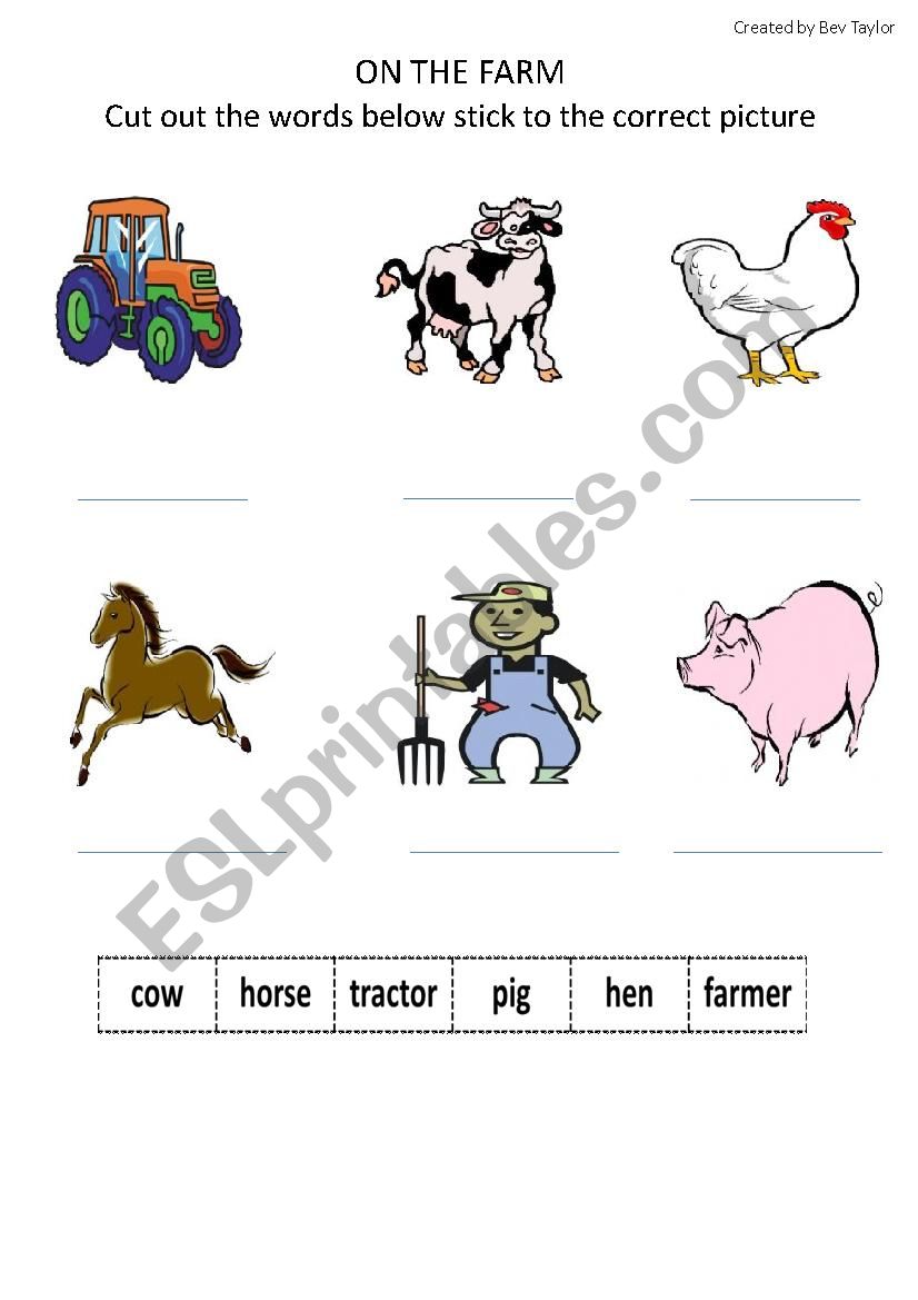 On the Farm worksheet