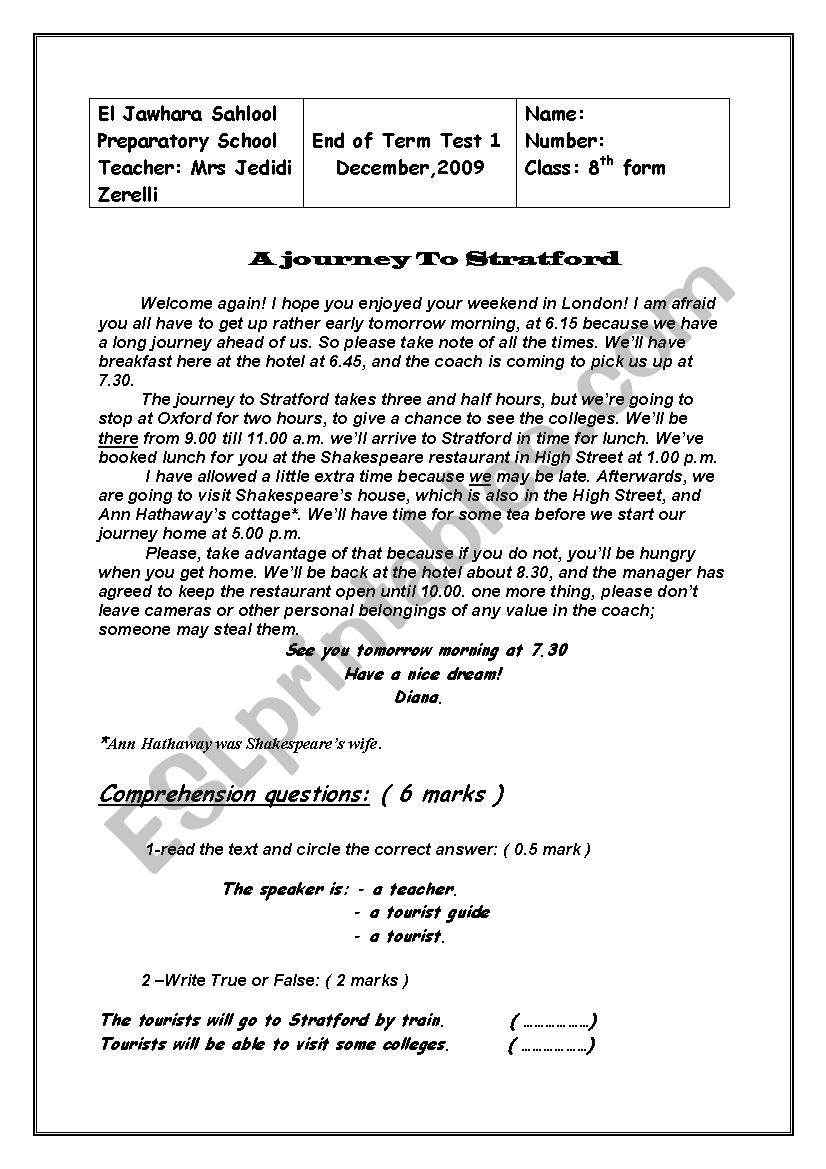 end of term test n:1 ( 8th forms )