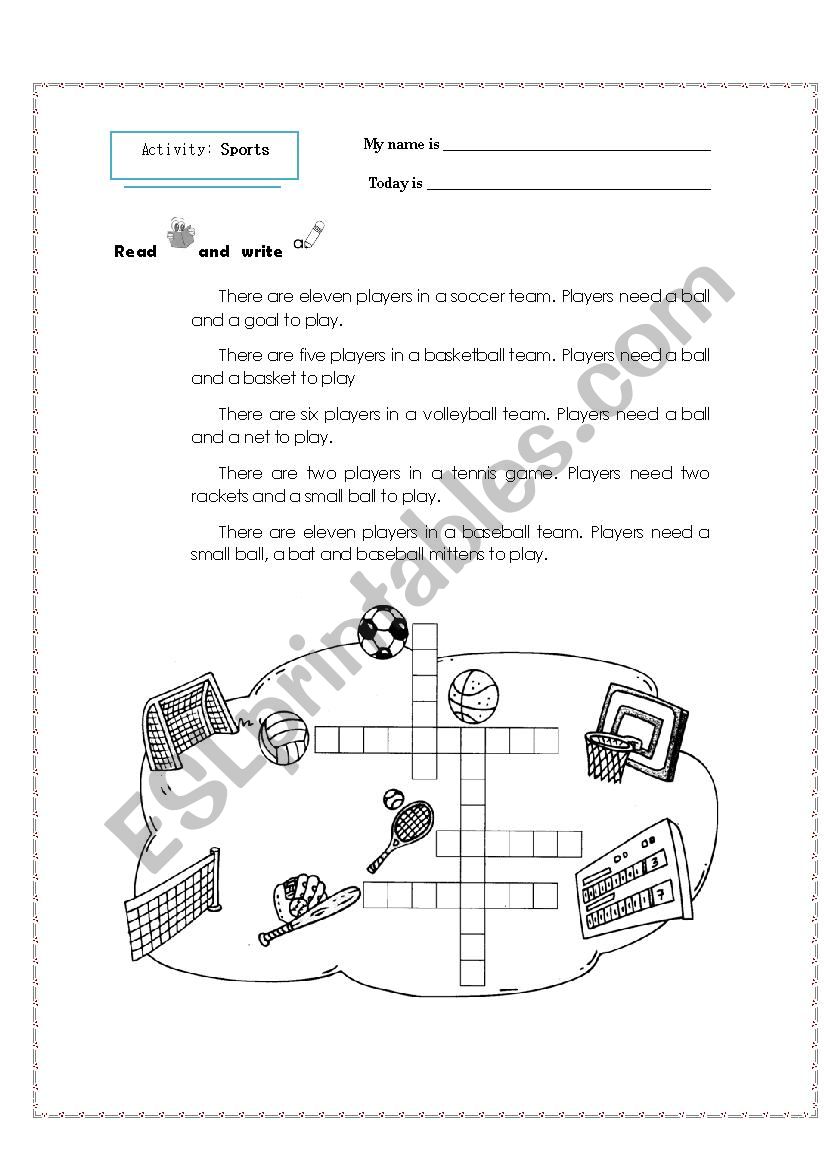 sports worksheet