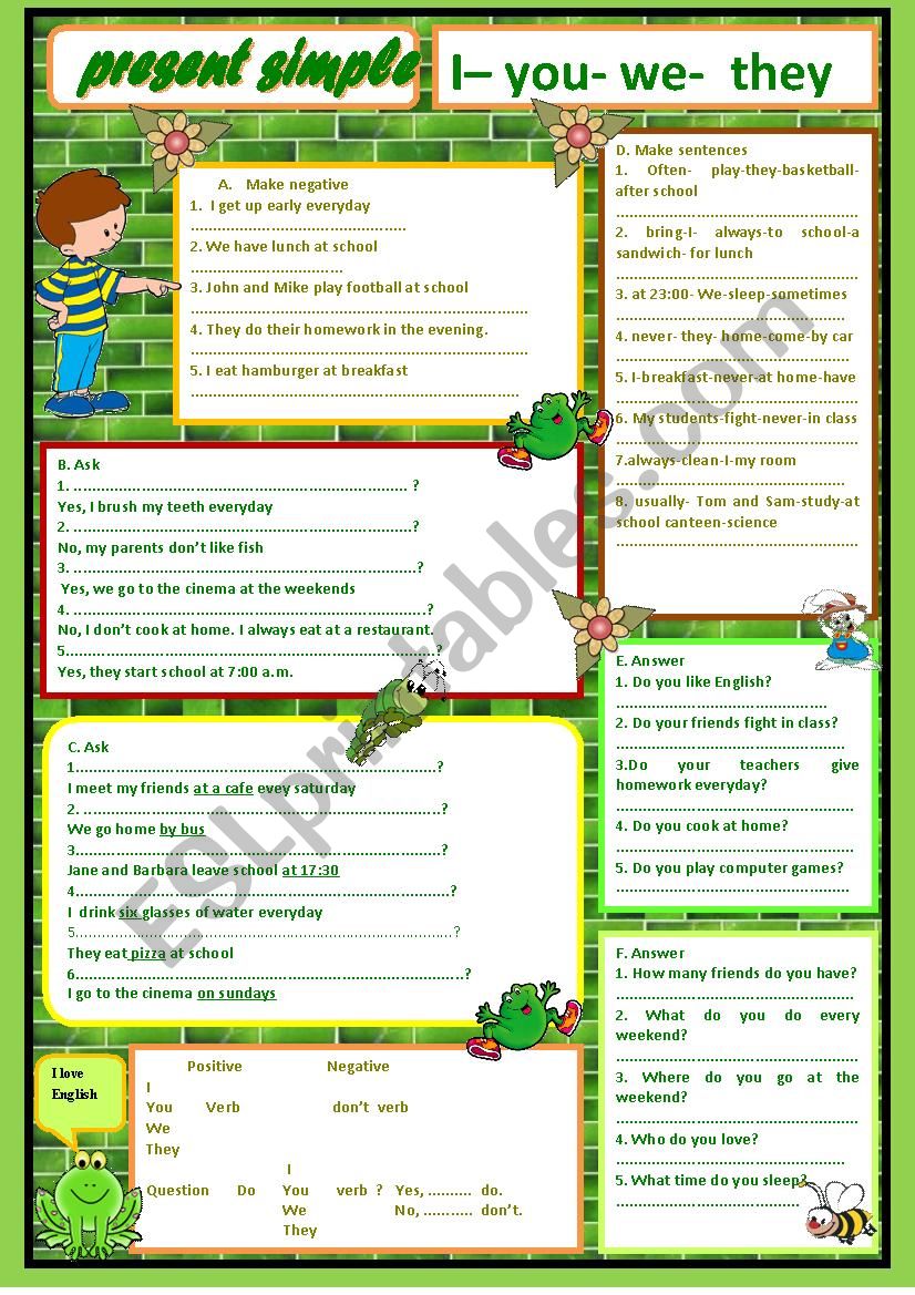 simple present tense worksheet