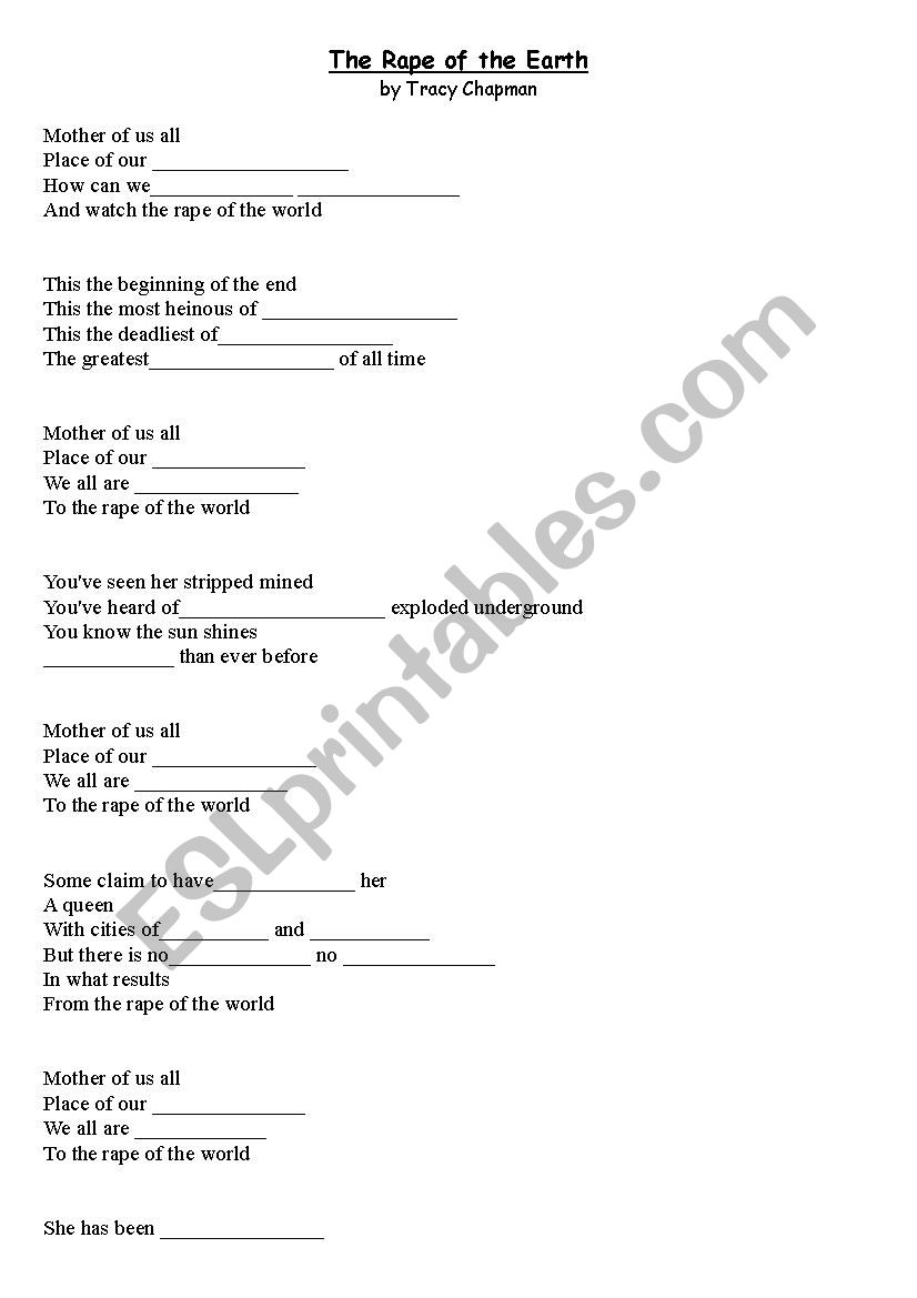 The Rape of the World worksheet