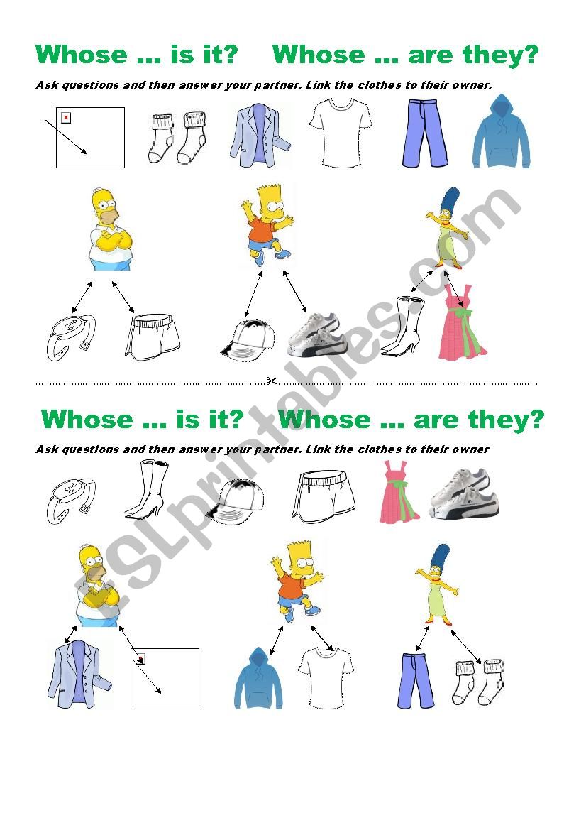 Whose clothes? worksheet