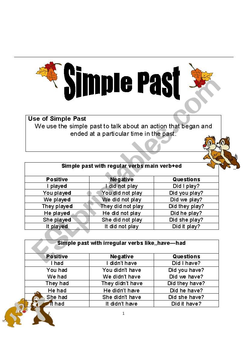 Simple Past worksheet