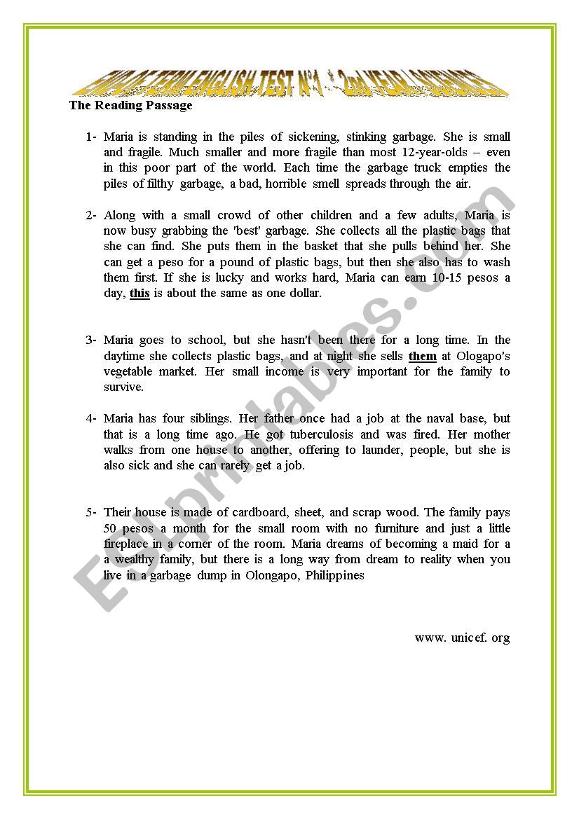 child labour worksheet