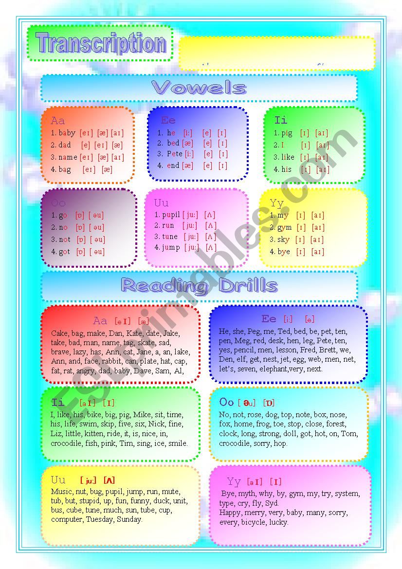 VOWELS worksheet