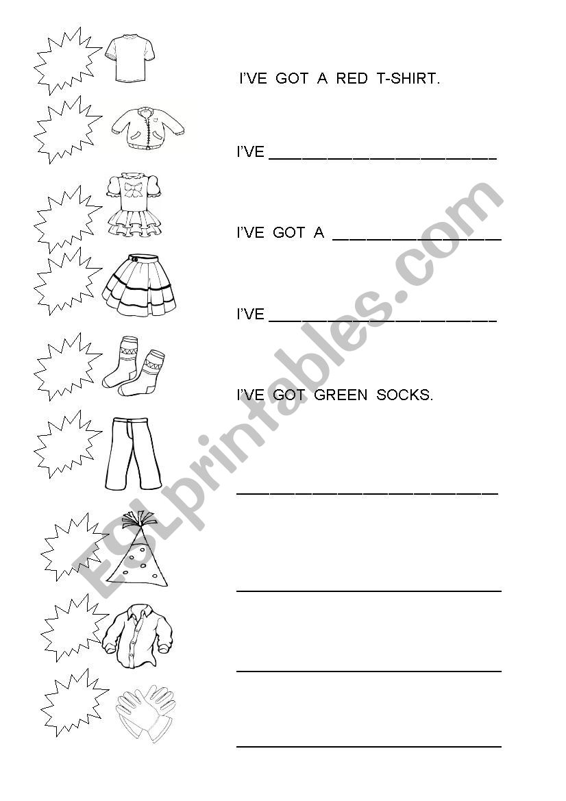 clothes and colour worksheet