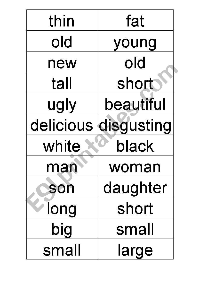 OPPOSITE WORDS MATCHING worksheet