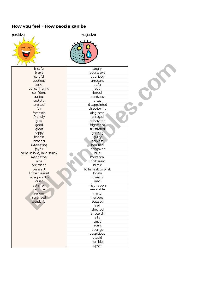 HOW YOU FEEL? worksheet