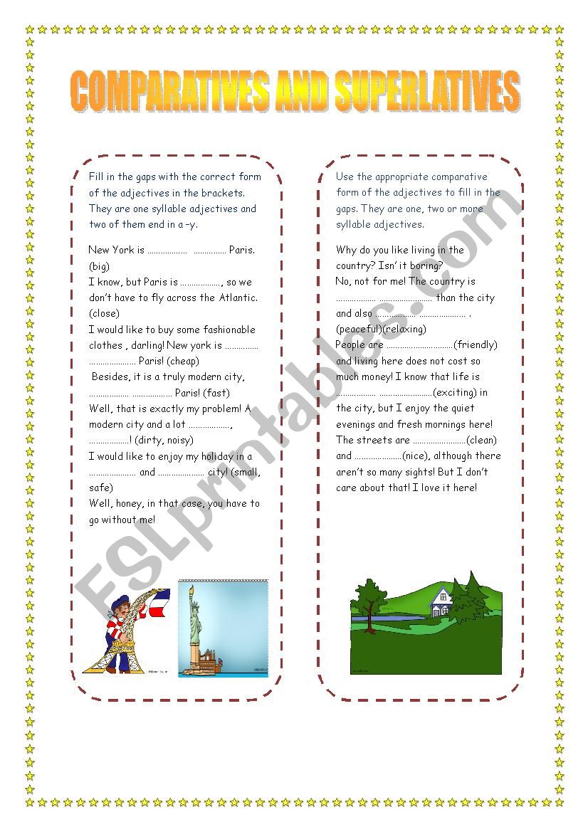 Comparatives and Superlatives Worksheet