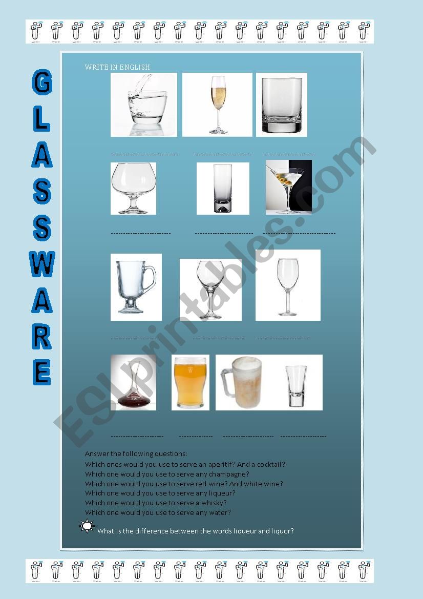 glassware worksheet