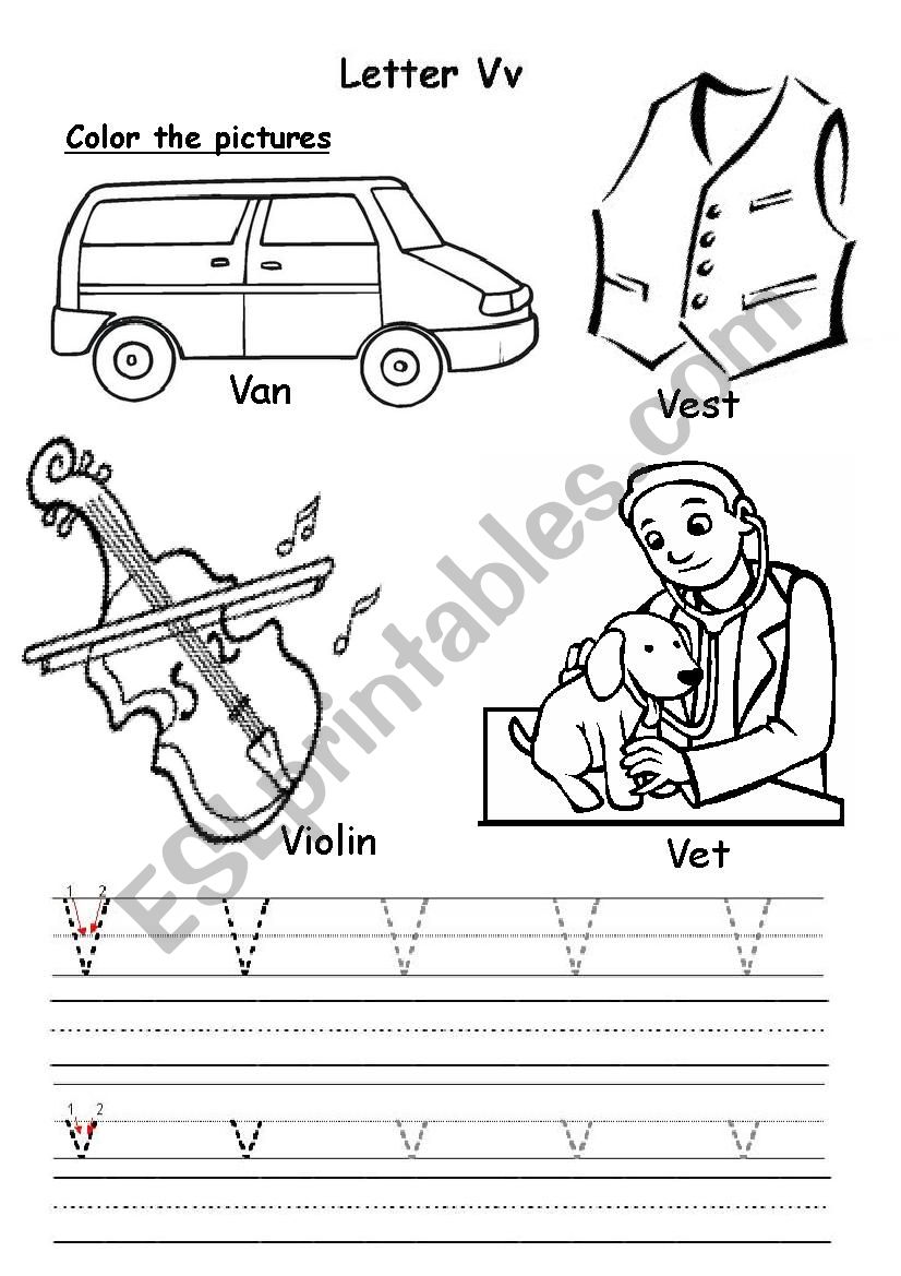 Letter Vv worksheet