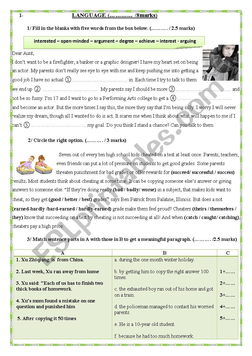 2 nd part End-of-term test language and writing