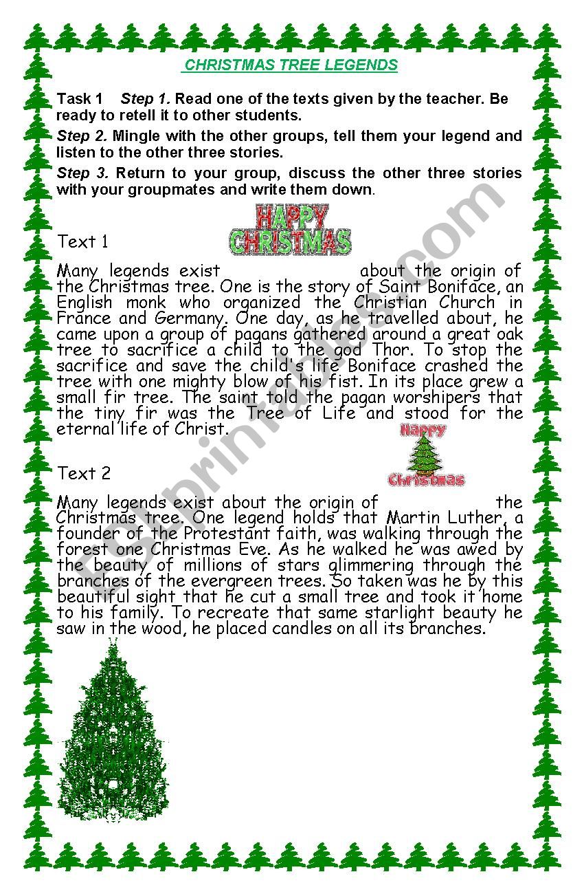  Christmas  Tree legends worksheet