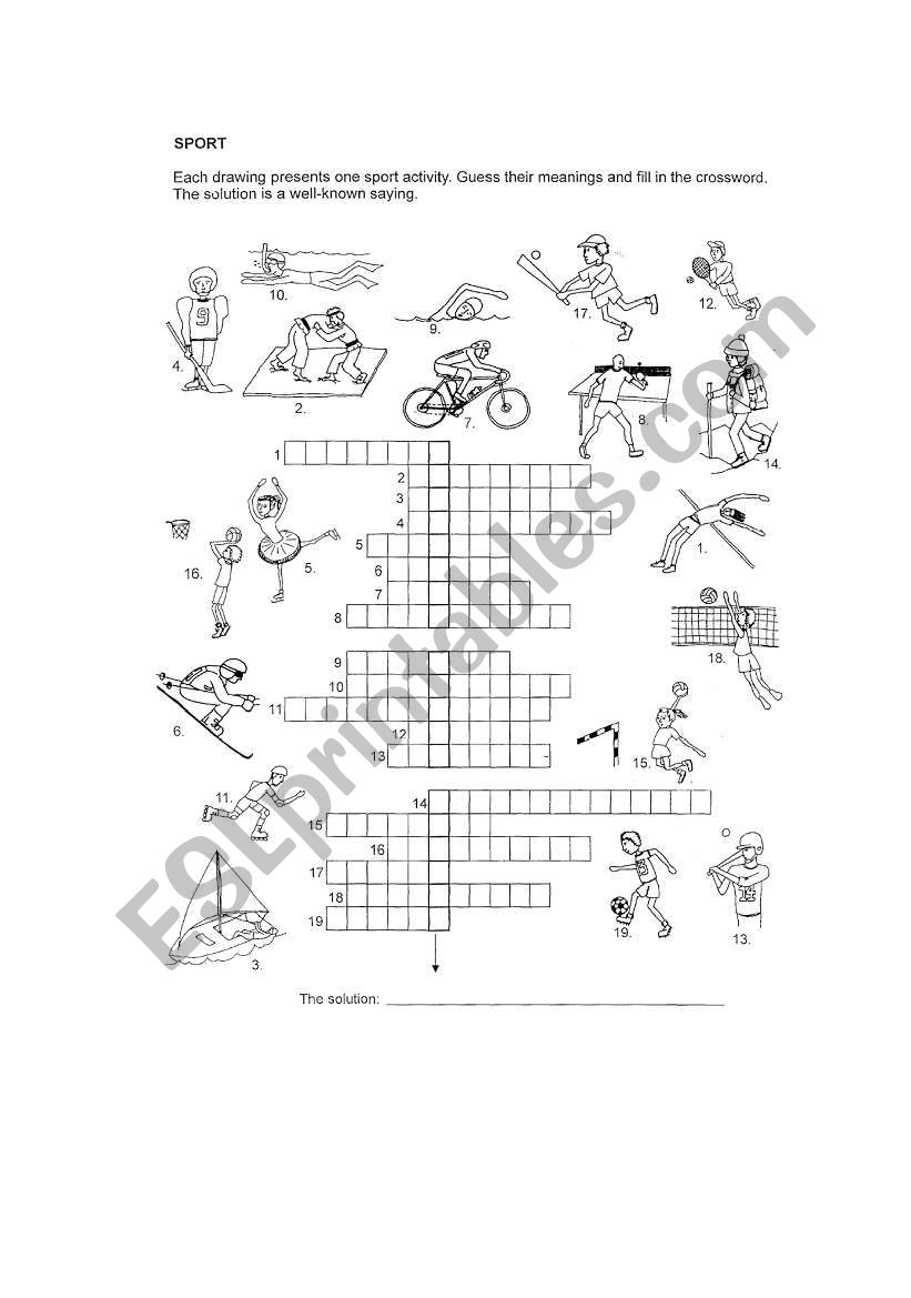 CROSS WORD SPORTS worksheet