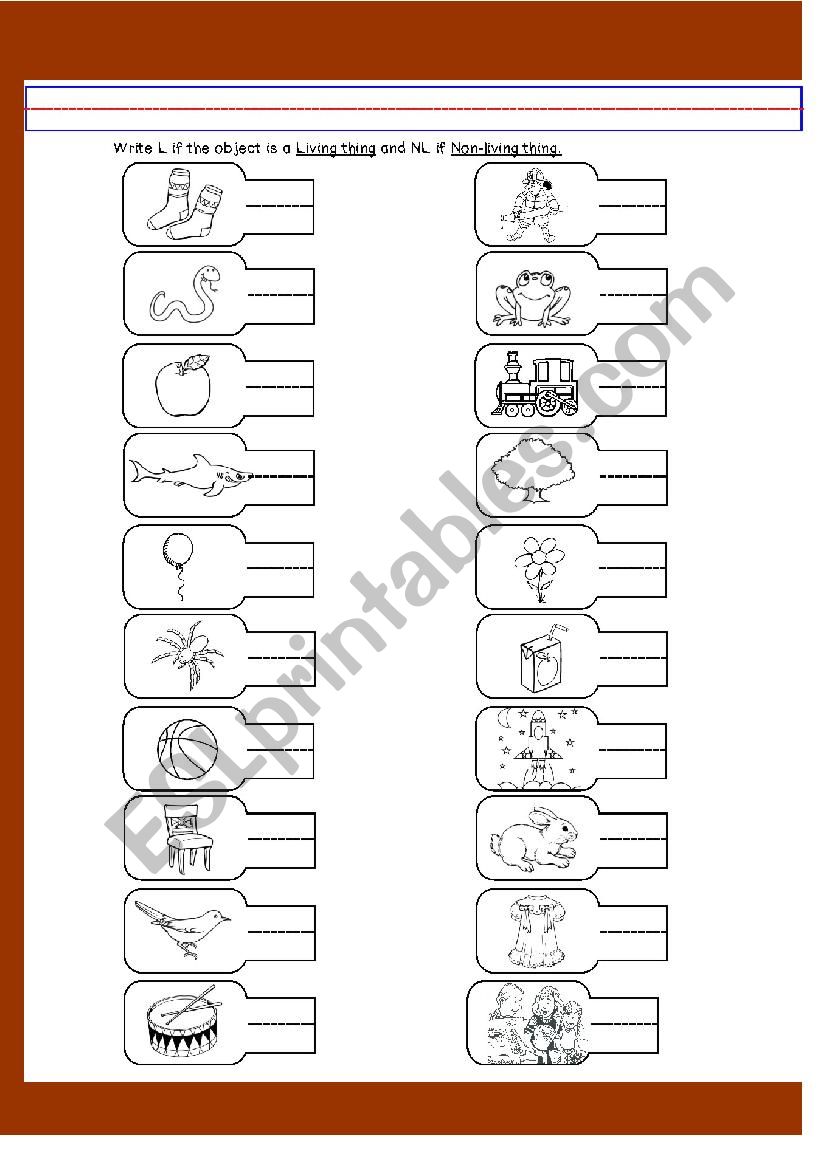 Living and Non-Living Things worksheet