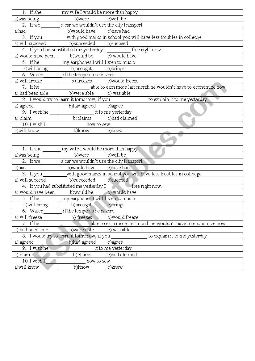 Conditionals_activities worksheet