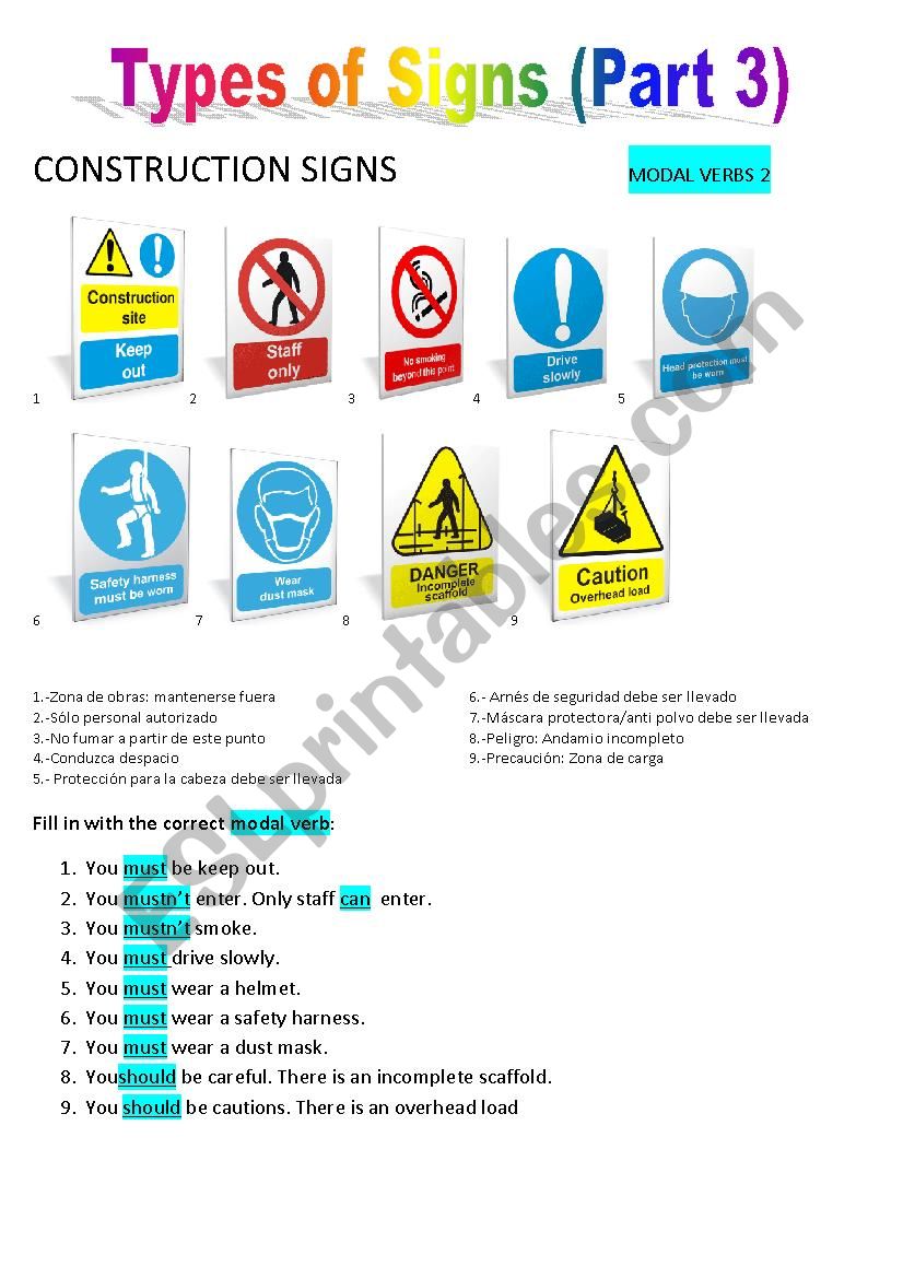 Types of Signs (Part 3) worksheet