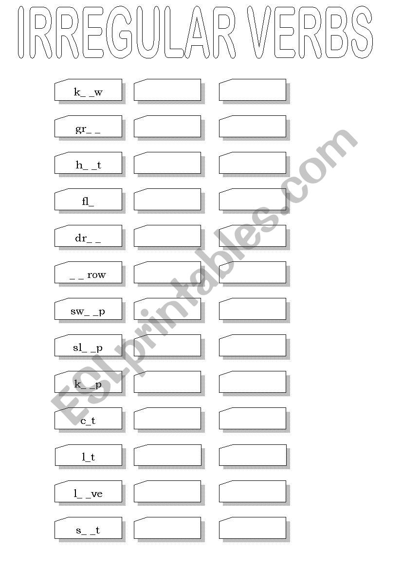 Irregular Verbs worksheet