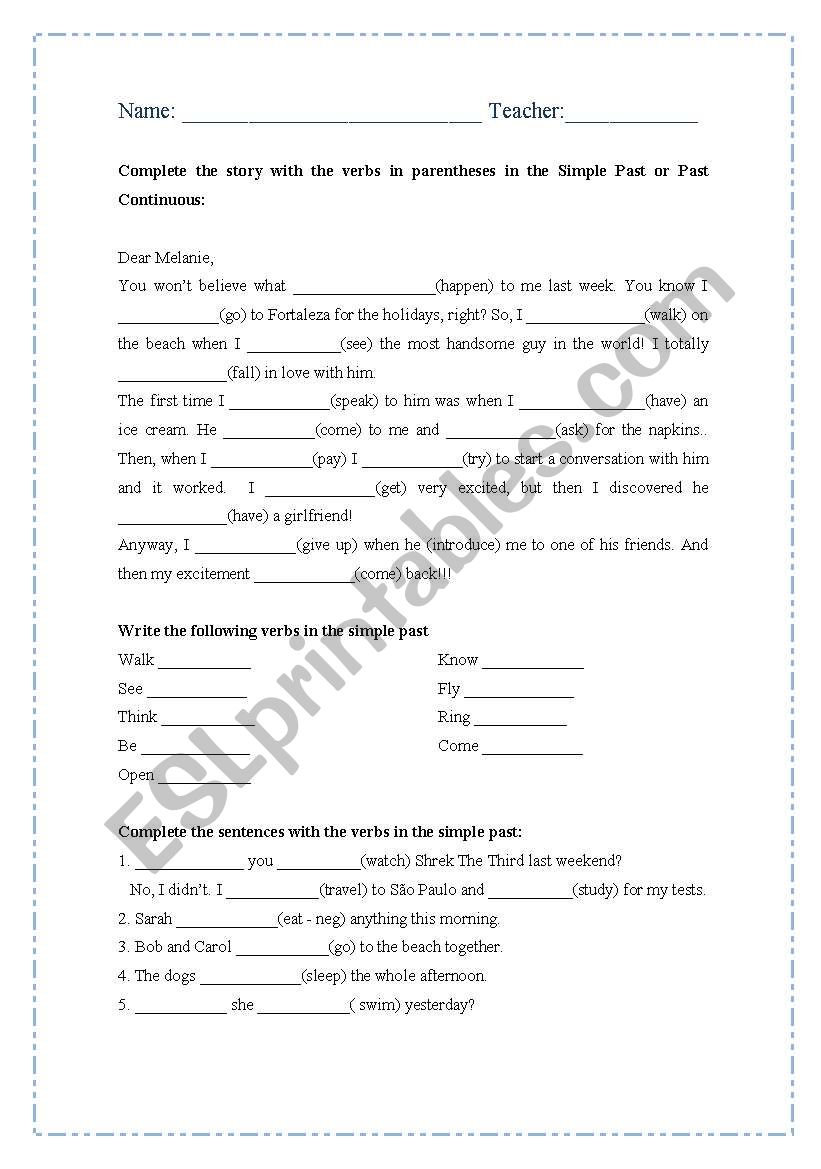 Past Tense worksheet