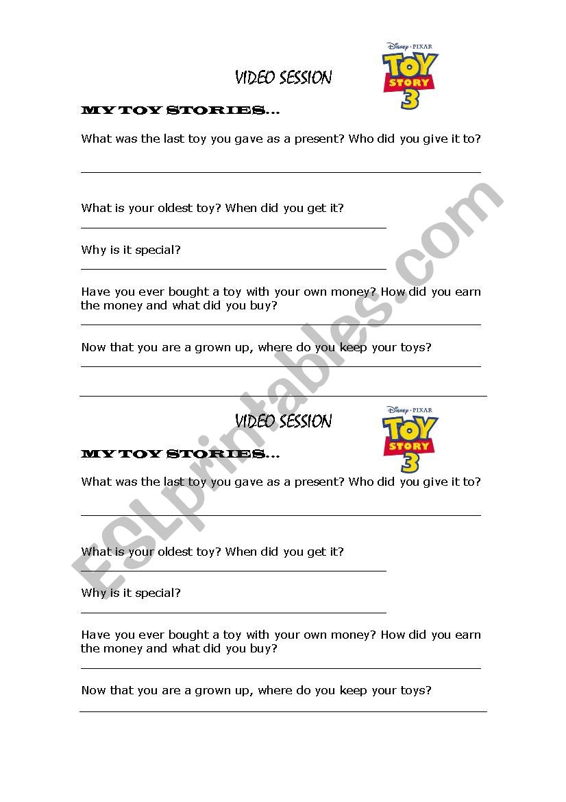 toy story worksheet