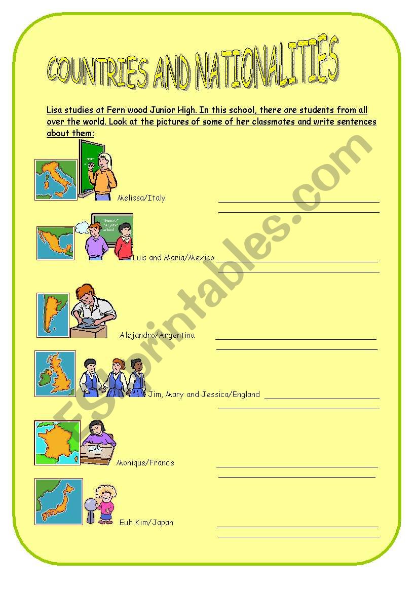 Countries and Nationalities worksheet