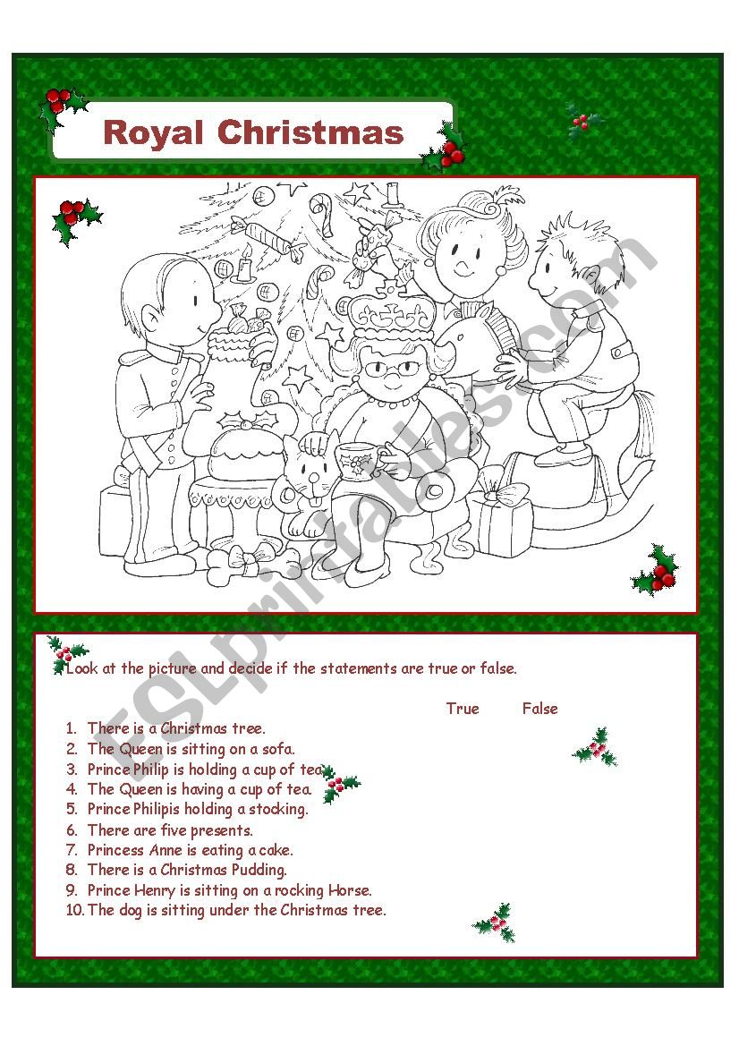 Royal Christmas worksheet