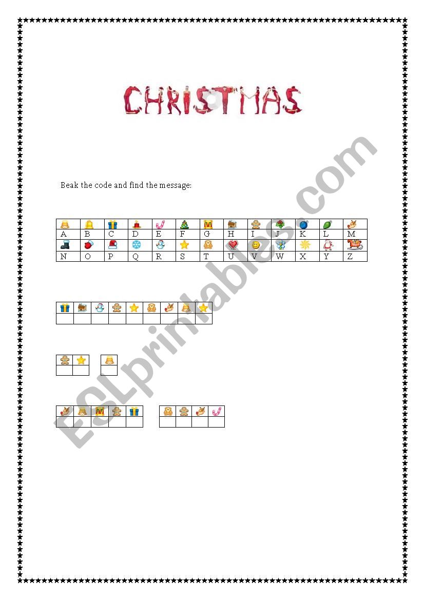 Christmas Break the code worksheet