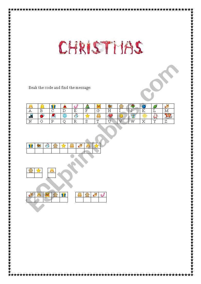 Christmas Break the code worksheet