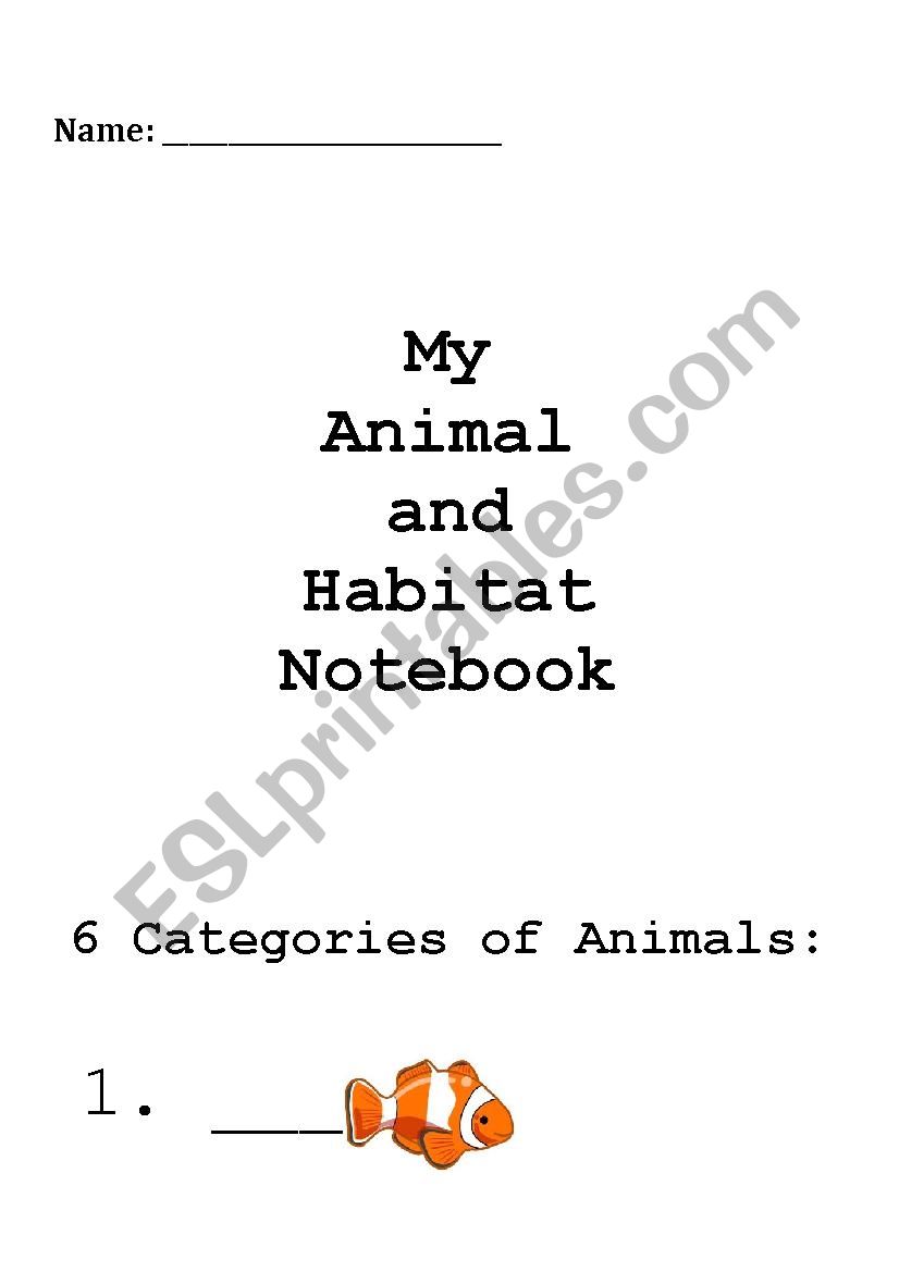 Types of Animals worksheet