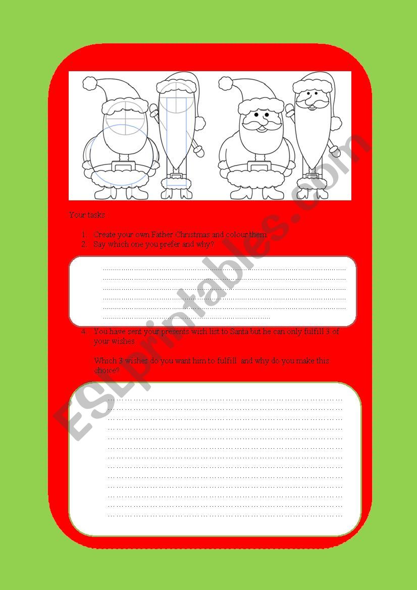 Father X-mas activity worksheet