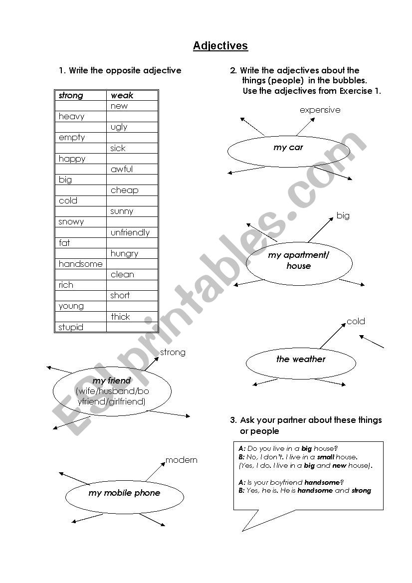 Adjectives Opposites worksheet