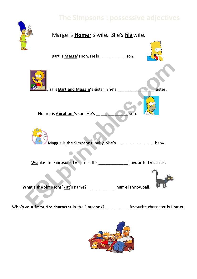 the simpsons possessive adjectives