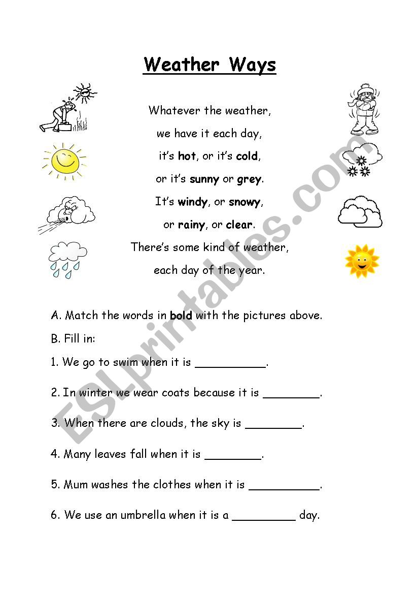 Weather Ways - Poem and Comprehension 