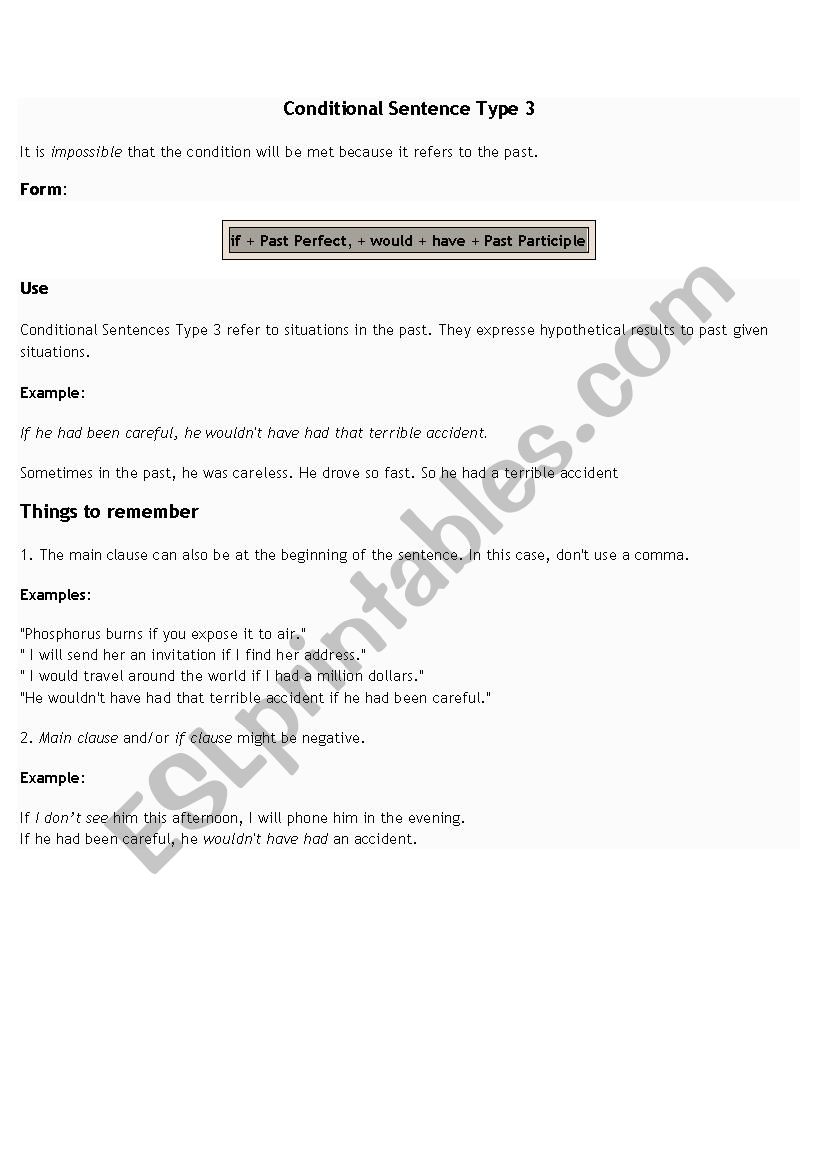 CONDITIONAL TYPE3 worksheet