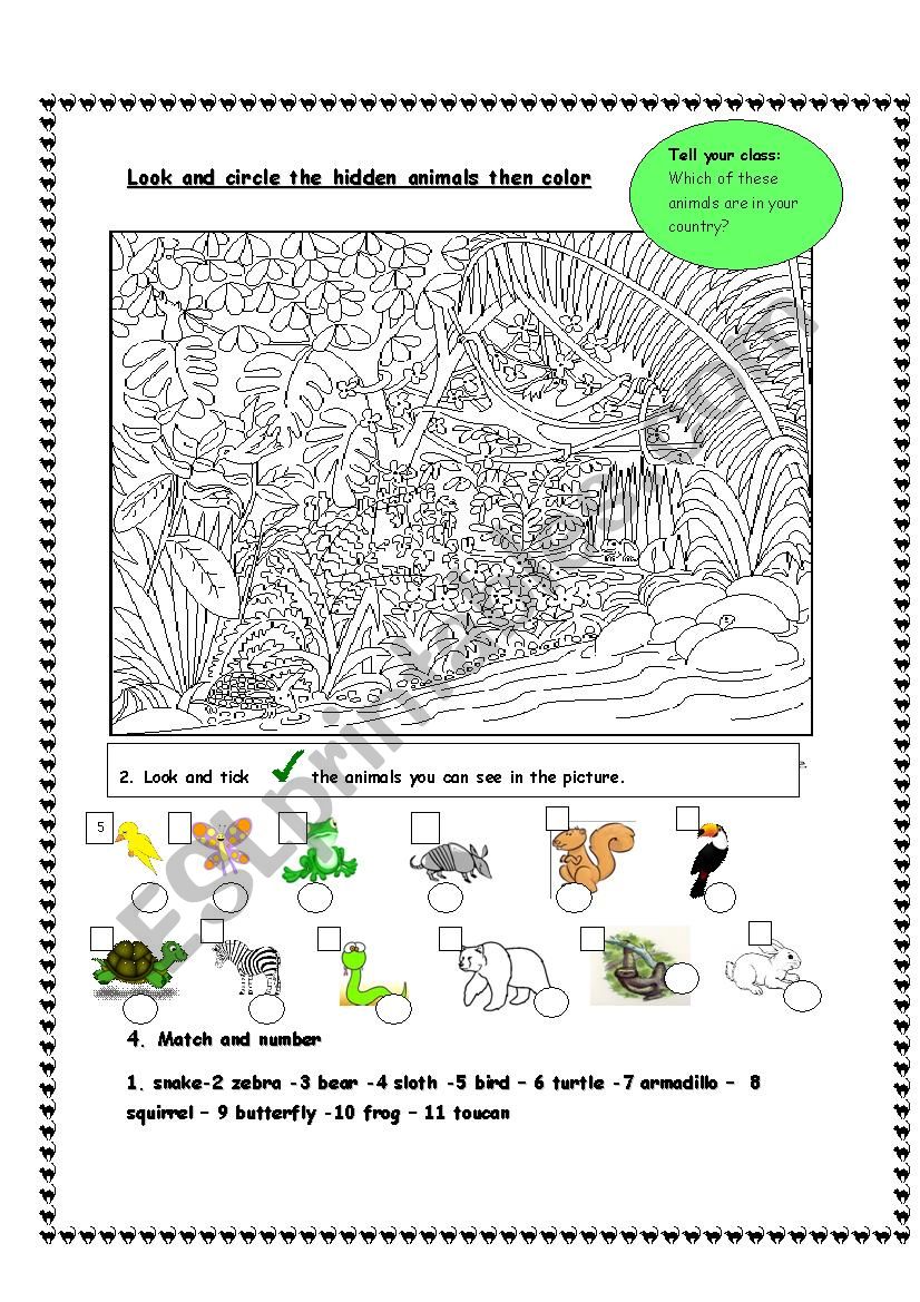 Hidden animals worksheet