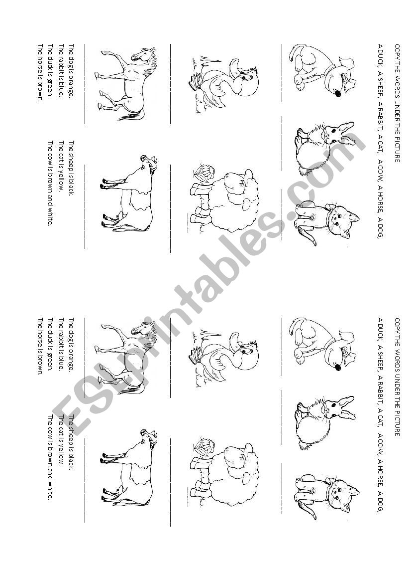 Farm animals worksheet