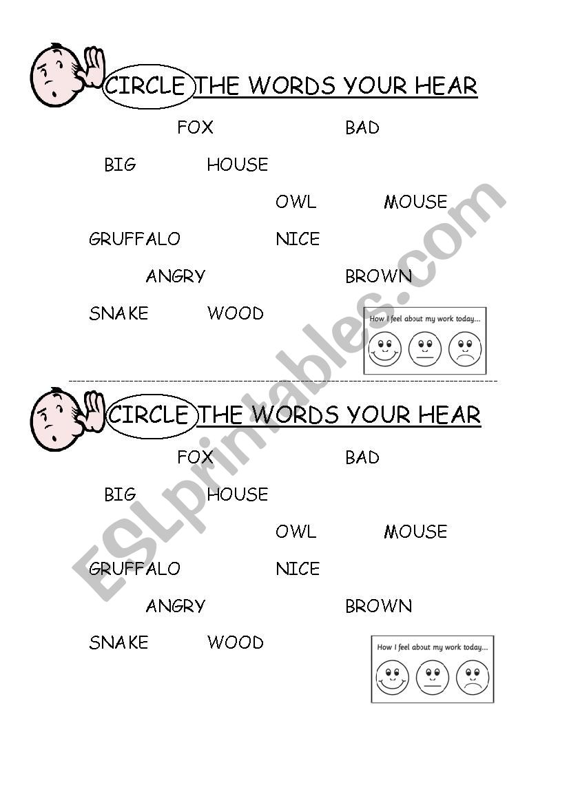 GRUFFALO characters - circle the words you hear