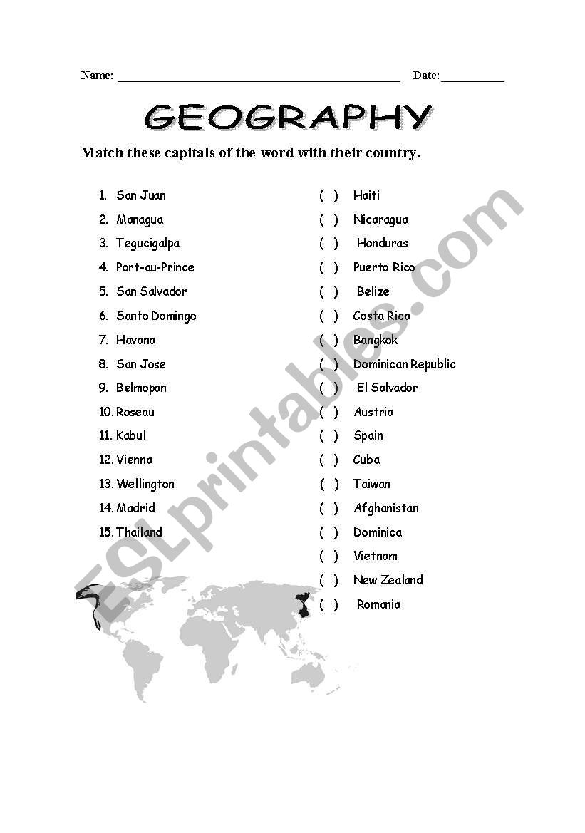 Geography worksheet