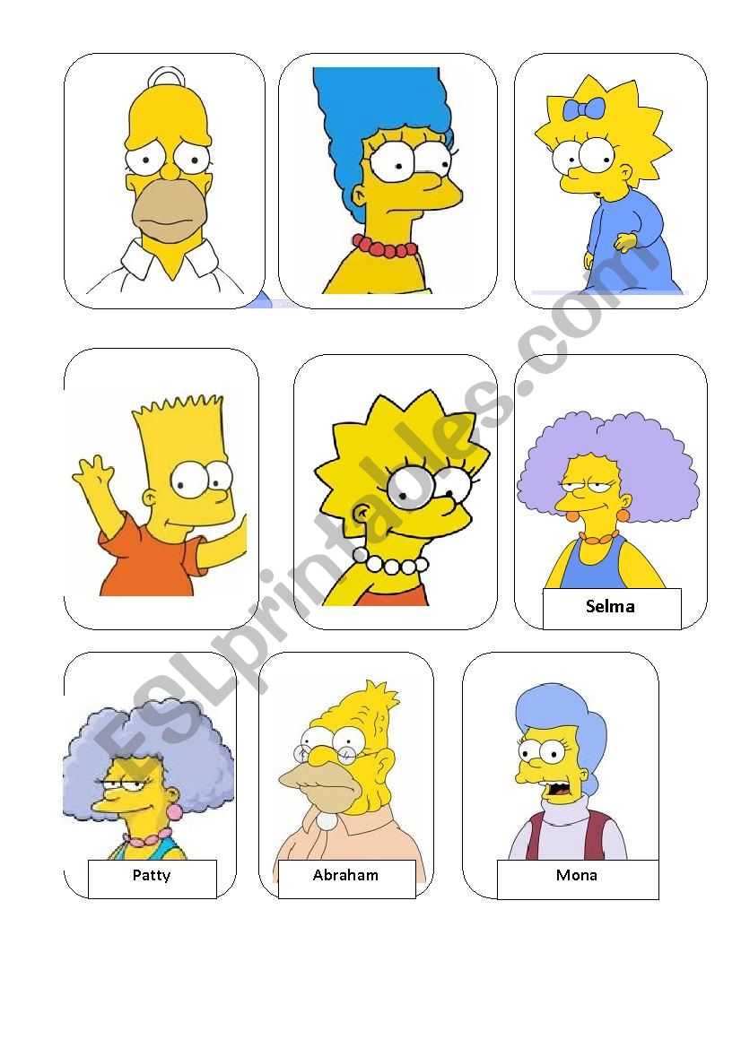 The Simpson Family worksheet