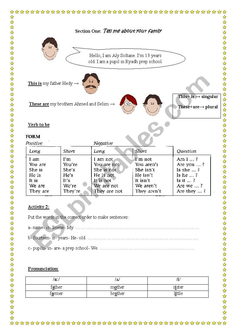 section one worksheet