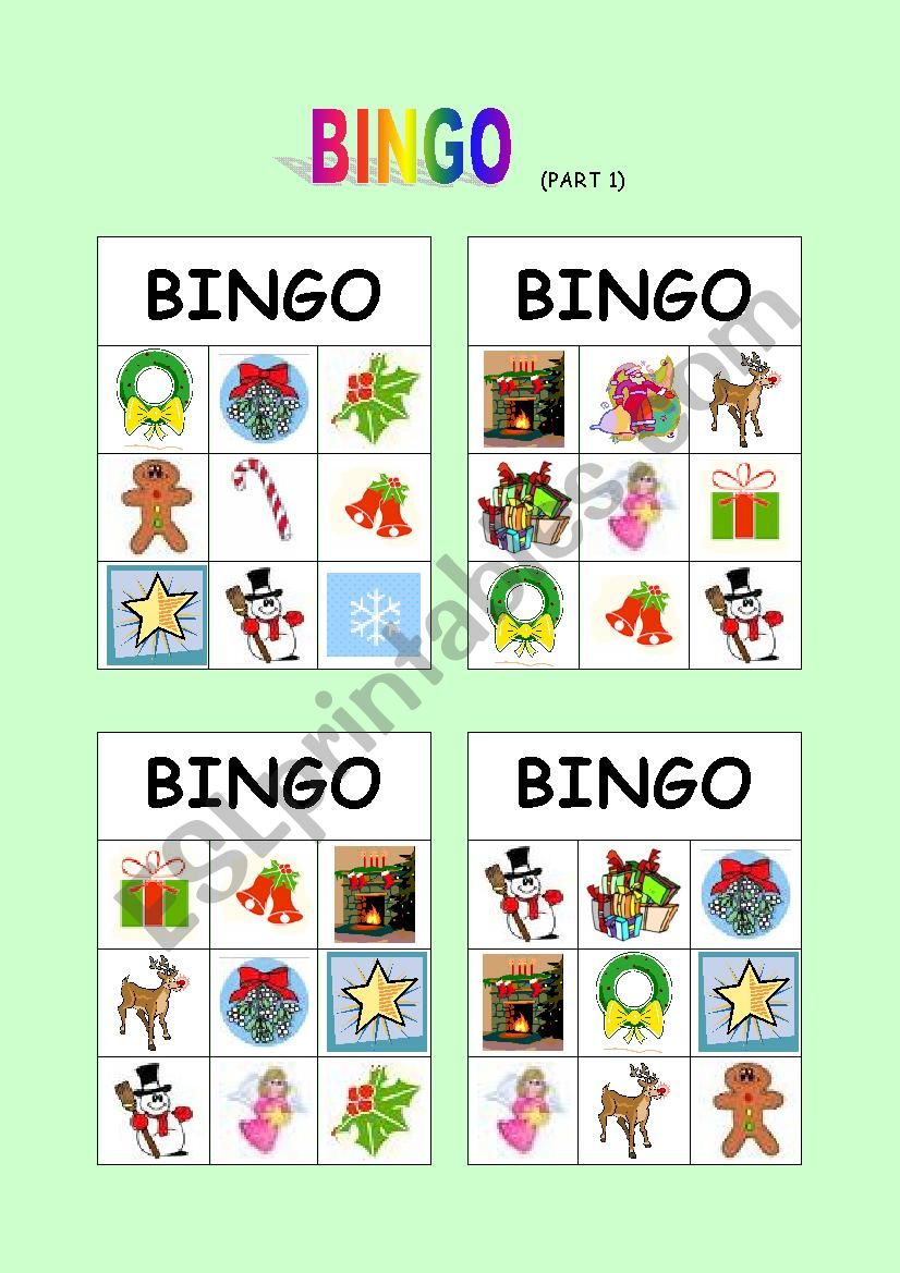 Christmas Bingo Part 1 worksheet
