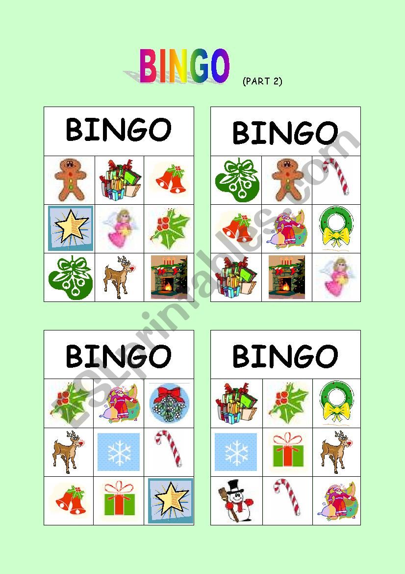 Christmas Bingo Part 2 worksheet