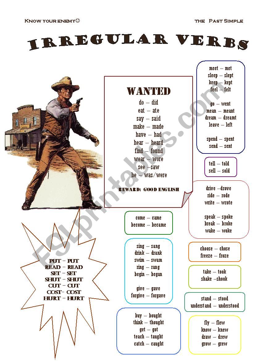 Rhymed Irregular Verbs (The Past Simple)