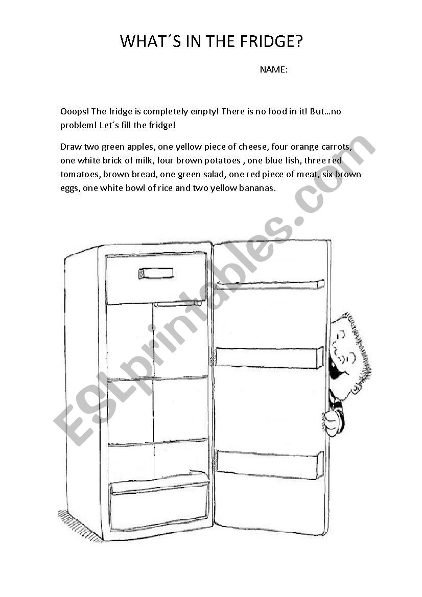 The empty fridge! worksheet