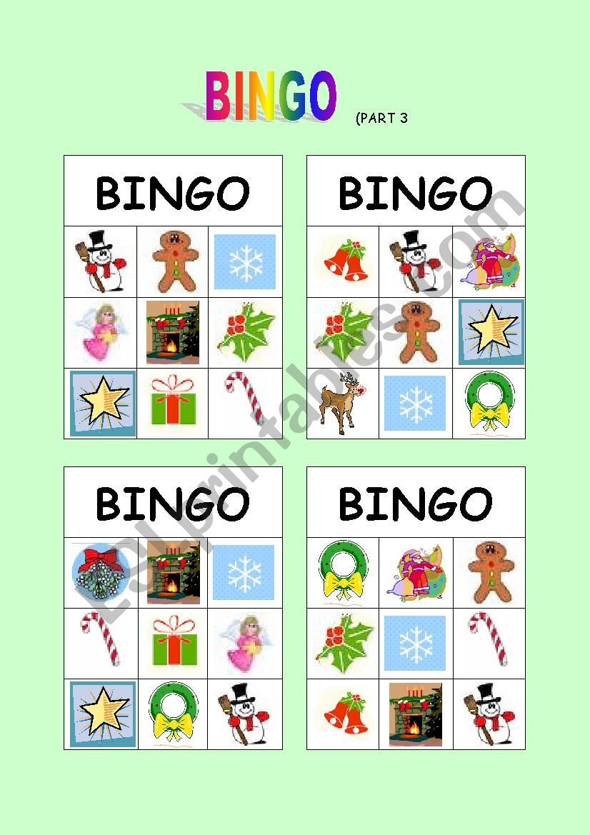 Christmas Bingo Part 3 worksheet