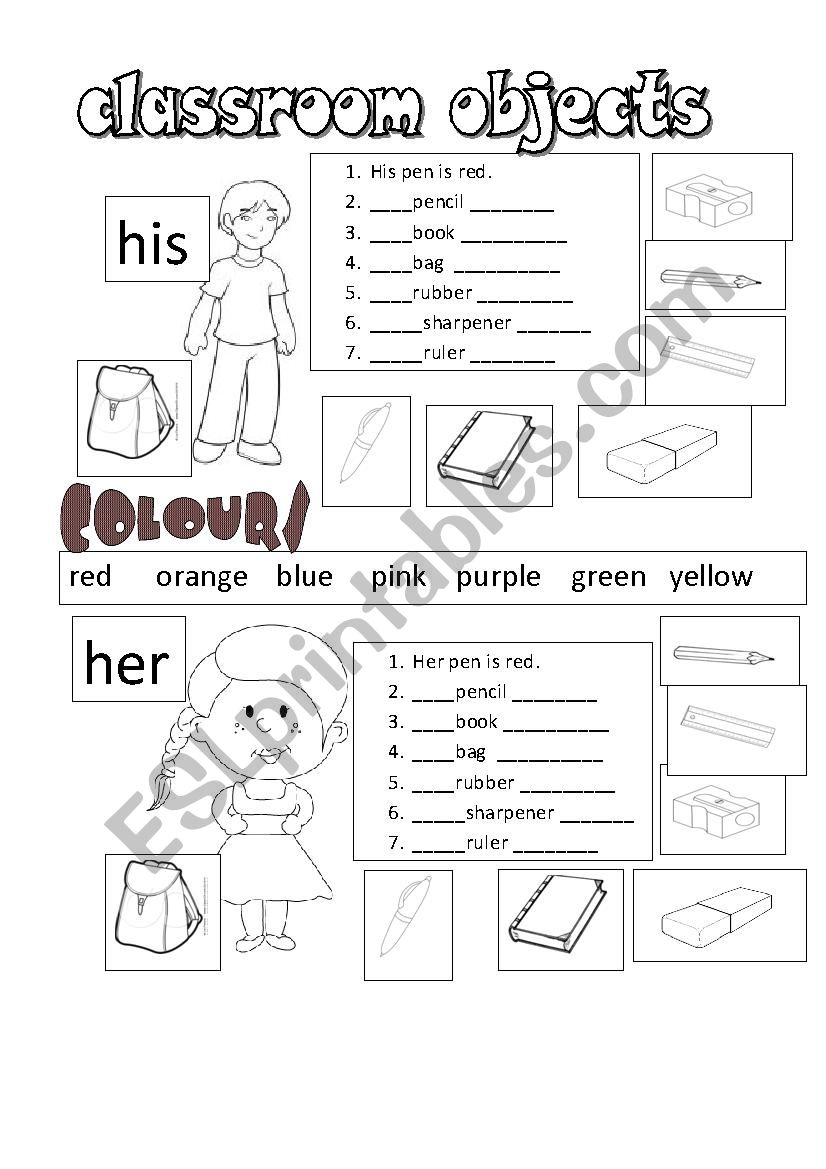 his her worksheet