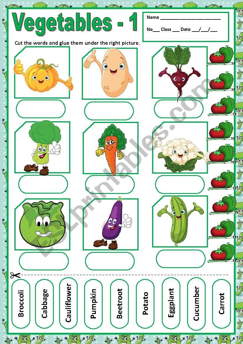  VEGETABLES  1- MATCHING worksheet