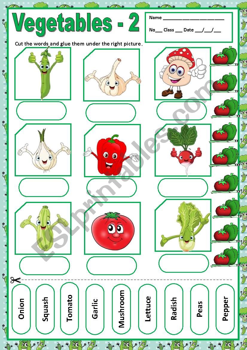 VEGETABLES  2- MATCHING worksheet